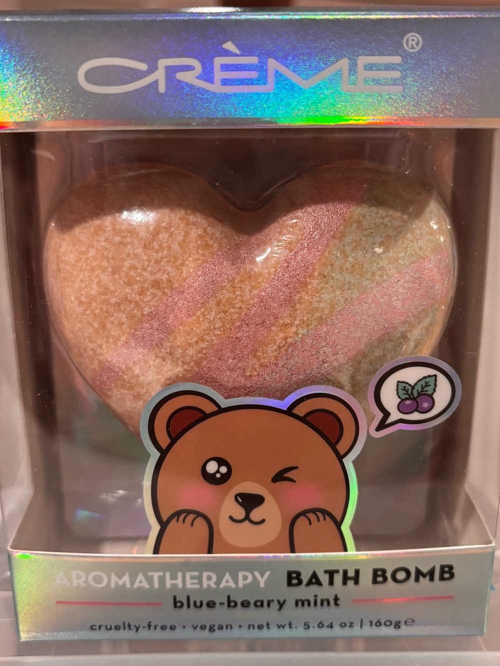 Crème Blue-Beary Mint Heart Bath Bomb - Aromatherapy Soak